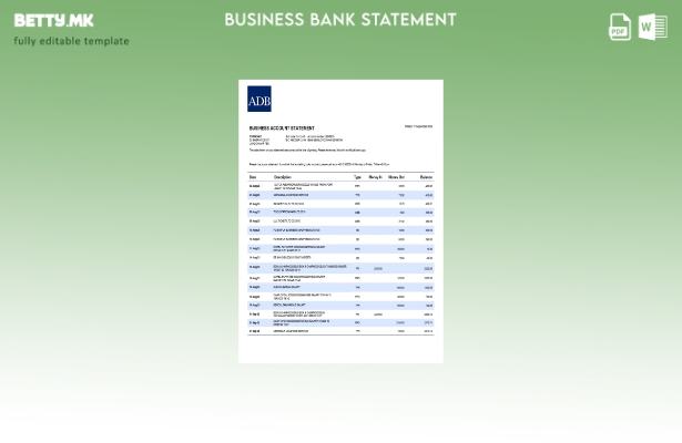 модерен стил ADB цврста изјава за сметка Шаблон Word и PDF шаблон ().